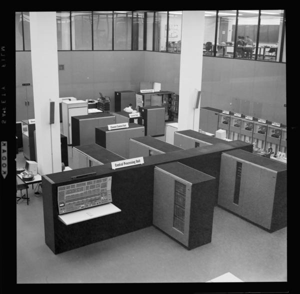 University of Waterloo computer room with an IBM System 360, photographed in 1968