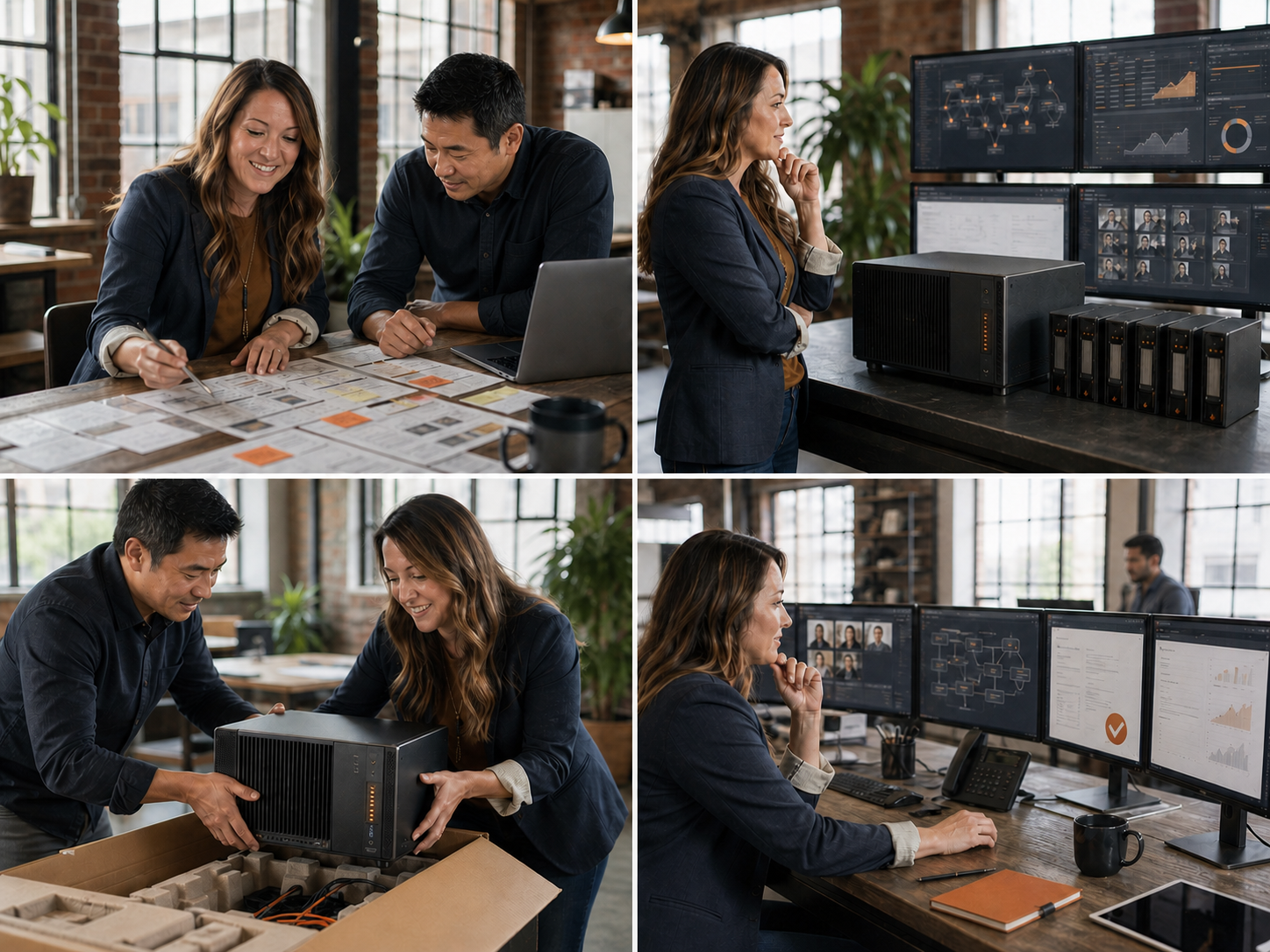 A business owner defining work, choosing a private AI system, receiving it and operating with Halo AI